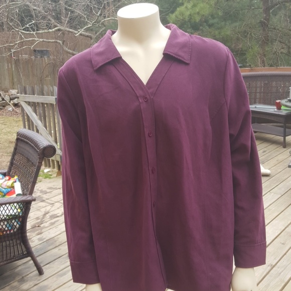 Sonoma ladies VNeck button up Top. Burgundy Sz 3X - Picture 1 of 5
